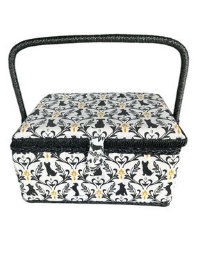 Black and White Cat Patterned Basket